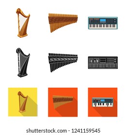 Vector illustration of music and tune icon. Set of music and tool stock vector illustration.