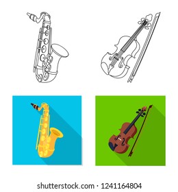 Vector illustration of music and tune icon. Set of music and tool stock vector illustration.