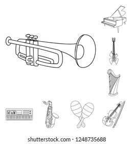Vector illustration of music and tune icon. Collection of music and tool vector icon for stock.