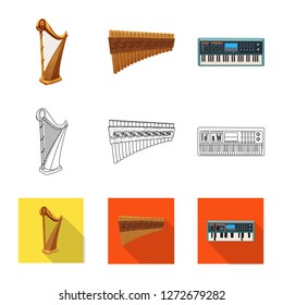 Vector illustration of music and tune icon. Collection of music and tool stock vector illustration.
