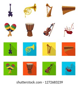 Vector illustration of music and tune icon. Set of music and tool stock symbol for web.