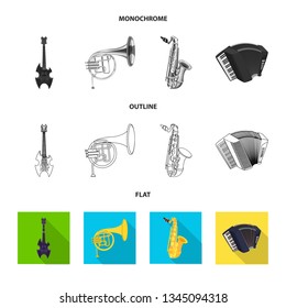 Vector illustration of music and tune icon. Collection of music and tool stock vector illustration.