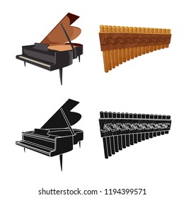 Vector illustration of music and tune logo. Set of music and tool stock symbol for web.