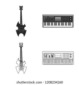 Vector illustration of music and tune logo. Set of music and tool stock vector illustration.