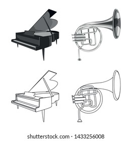 Vector illustration of music and tune logo. Set of music and tool vector icon for stock.
