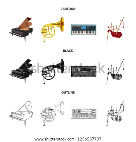 Vector illustration of music and tune logo. Set of music and tool stock symbol for web.
