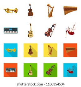 Vector illustration of music and tune sign. Collection of music and tool stock vector illustration.