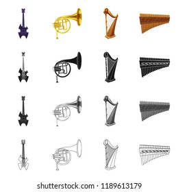 Vector illustration of music and tune sign. Collection of music and tool stock symbol for web.