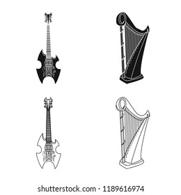 Vector illustration of music and tune sign. Set of music and tool stock vector illustration.