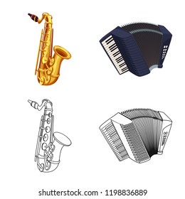 Vector illustration of music and tune sign. Collection of music and tool stock symbol for web.