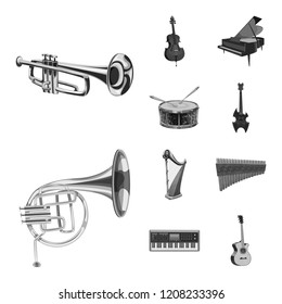 Vector illustration of music and tune sign. Collection of music and tool stock symbol for web.