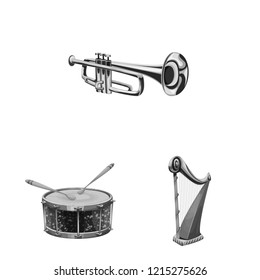 Vector illustration of music and tune sign. Collection of music and tool stock vector illustration.