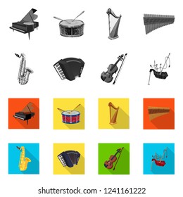 Vector illustration of music and tune sign. Set of music and tool vector icon for stock.