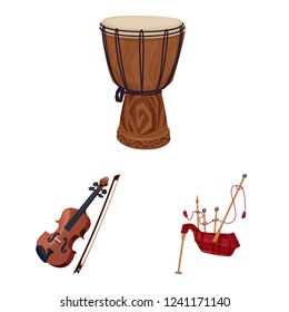 Vector illustration of music and tune sign. Set of music and tool vector icon for stock.