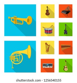 Vector illustration of music and tune sign. Collection of music and tool stock vector illustration.