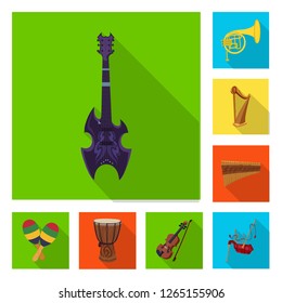 Vector illustration of music and tune sign. Set of music and tool stock vector illustration.