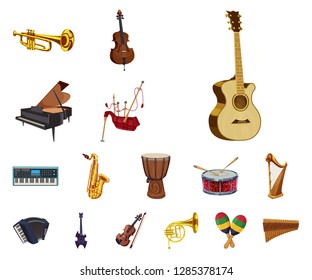 Vector illustration of music and tune sign. Collection of music and tool stock vector illustration.