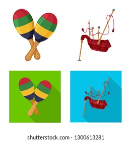 Vector illustration of music and tune sign. Set of music and tool vector icon for stock.