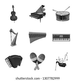 Vector illustration of music and tune sign. Collection of music and tool vector icon for stock.