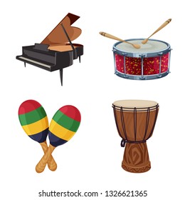 Vector illustration of music and tune sign. Set of music and tool stock vector illustration.