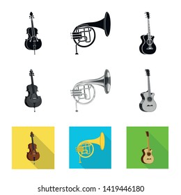 Vector illustration of music and tune sign. Collection of music and tool stock vector illustration.