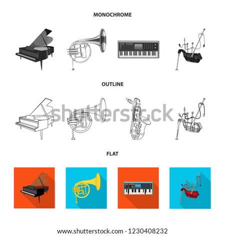 Vector illustration of music and tune sign. Set of music and tool vector icon for stock.