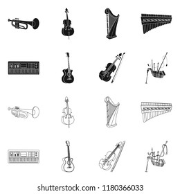Vector illustration of music and tune symbol. Collection of music and tool vector icon for stock.