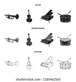 Vector illustration of music and tune symbol. Collection of music and tool stock vector illustration.