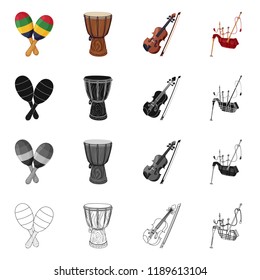 Vector illustration of music and tune symbol. Set of music and tool vector icon for stock.