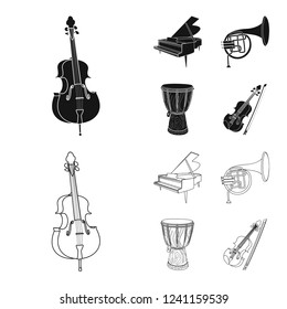 Vector illustration of music and tune symbol. Set of music and tool vector icon for stock.