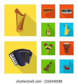 Vector illustration of music and tune symbol. Set of music and tool stock vector illustration.