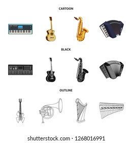 Vector illustration of music and tune symbol. Set of music and tool stock symbol for web.