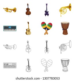 Vector illustration of music and tune symbol. Collection of music and tool stock symbol for web.