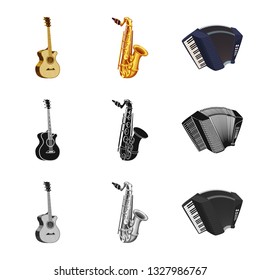 Vector illustration of music and tune symbol. Set of music and tool stock vector illustration.