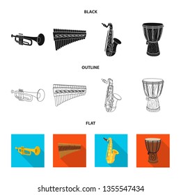 Vector illustration of music and tune symbol. Set of music and tool vector icon for stock.