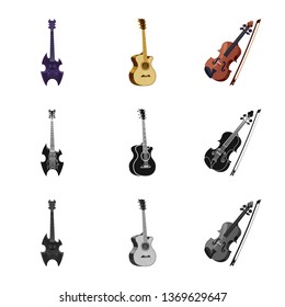 Vector illustration of music and tune symbol. Collection of music and tool stock vector illustration.