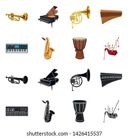 Vector illustration of music and tune symbol. Collection of music and tool stock symbol for web.