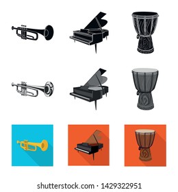 Vector illustration of music and tune symbol. Set of music and tool vector icon for stock.