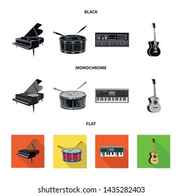 Vector illustration of music and tune symbol. Set of music and tool stock symbol for web.