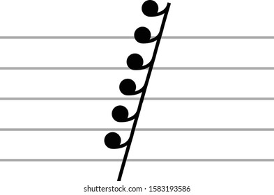 vector illustration of Music Two hundred fifty sixth note rest on ledger lines