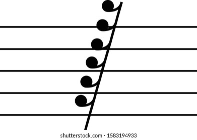 vector illustration of Music Two hundred fifty sixth note rest on staff lines