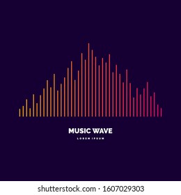 Vector illustration of music wave in the form of the equalizer on dark background