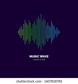 Vector illustration of music wave in the form of the equalizer on dark background