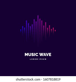 Vector illustration of music wave in the form of the equalizer on dark background