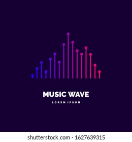 Vector illustration of music wave in the form of the equalizer on dark background