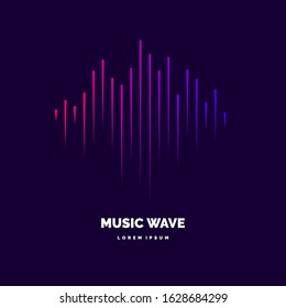 Vector illustration of music wave in the form of the equalizer on dark background