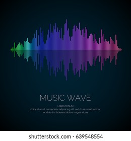 Vector illustration of music wave in the form of the equalizer on dark background