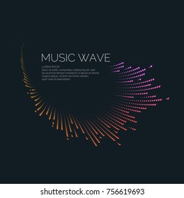 Vector illustration of music wave in the form of the equalizer on black background