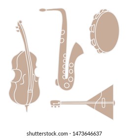 Vector illustration musical instrumentsю All tools are made in one color.