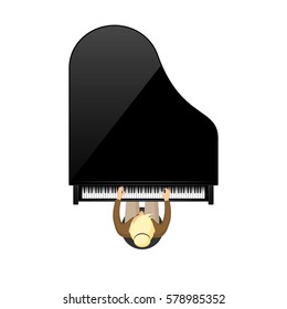 Vector illustration. Musical background. Piano key, keyboard. Melody. Instrument.